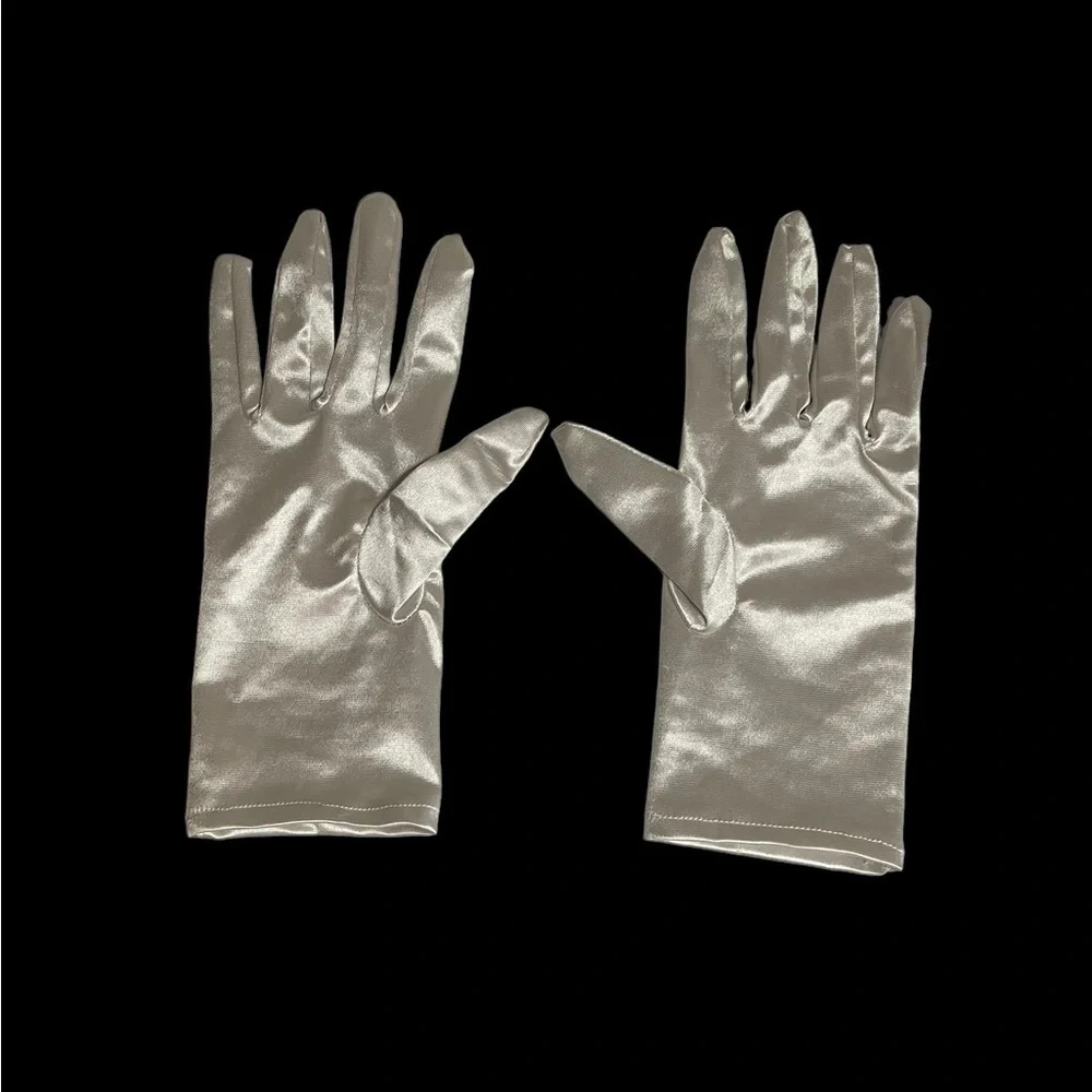 White Sleeves Satin Gloves Off white Women'S Short Satin Bridal Gloves Wrist